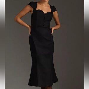 New Anthropologie The Cecily Fit & Flare Sweetheart Dress $170 SMALL Black